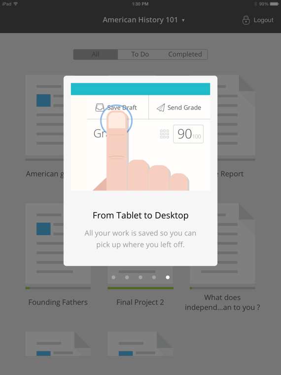 grader from tablet to desktop