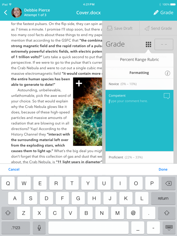 grader app grading with rubric