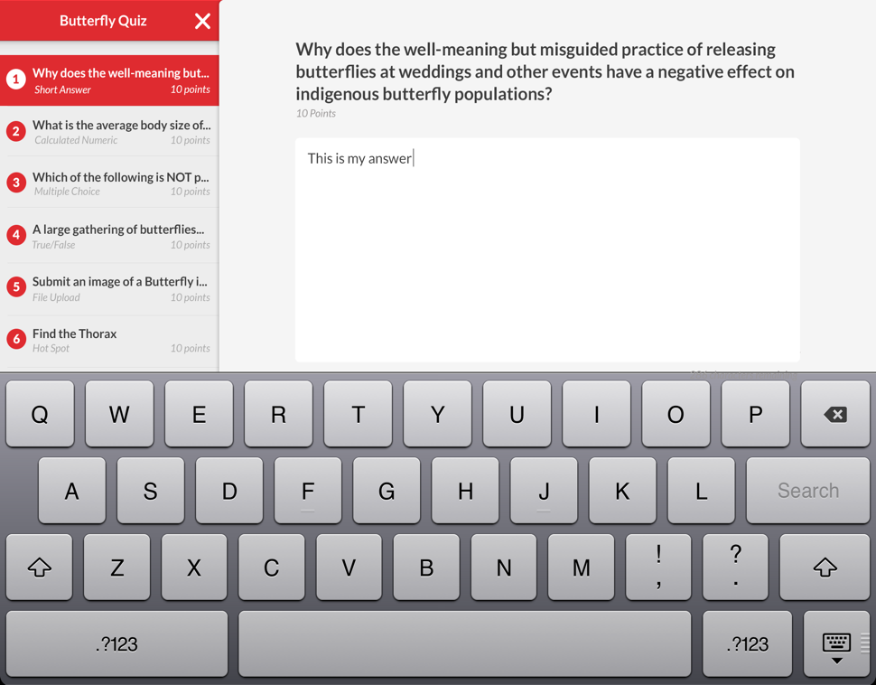 mobile learn ipad tests short answer